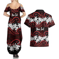 Personalised Cook Islands Atiu Enuamanu Couples Matching Summer Maxi Dress and Hawaiian Shirt Tiare Maori Polynesian Waves Tattoo