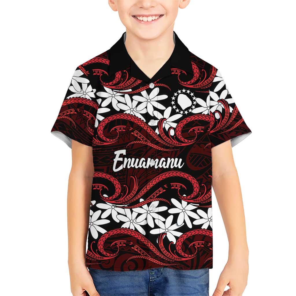 Personalised Cook Islands Atiu Enuamanu Family Matching Summer Maxi Dress and Hawaiian Shirt Tiare Maori Polynesian Waves Tattoo