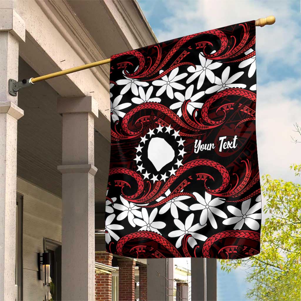 Personalised Cook Islands Atiu Enuamanu Garden Flag Tiare Maori Polynesian Waves Tattoo