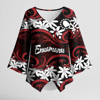 Personalised Cook Islands Atiu Enuamanu Kimono Sleeve Blouse Tiare Maori Polynesian Waves Tattoo