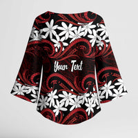 Personalised Cook Islands Atiu Enuamanu Kimono Sleeve Blouse Tiare Maori Polynesian Waves Tattoo