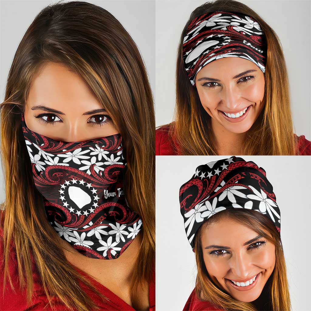 Personalised Cook Islands Atiu Enuamanu Neck Gaiter Tiare Maori Polynesian Waves Tattoo LT14 - Polynesian Pride