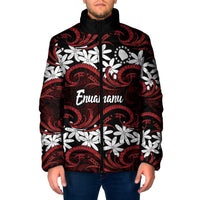 Personalised Cook Islands Atiu Enuamanu Padded Jacket Tiare Maori Polynesian Waves Tattoo