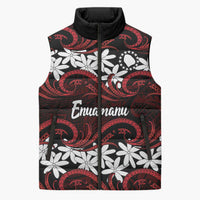 Personalised Cook Islands Atiu Enuamanu Sleeveless Puffer Jacket Tiare Maori Polynesian Waves Tattoo LT14 Unisex Red - Polynesian Pride