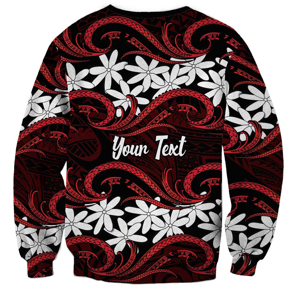Personalised Cook Islands Atiu Enuamanu Sweatshirt Tiare Maori Polynesian Waves Tattoo
