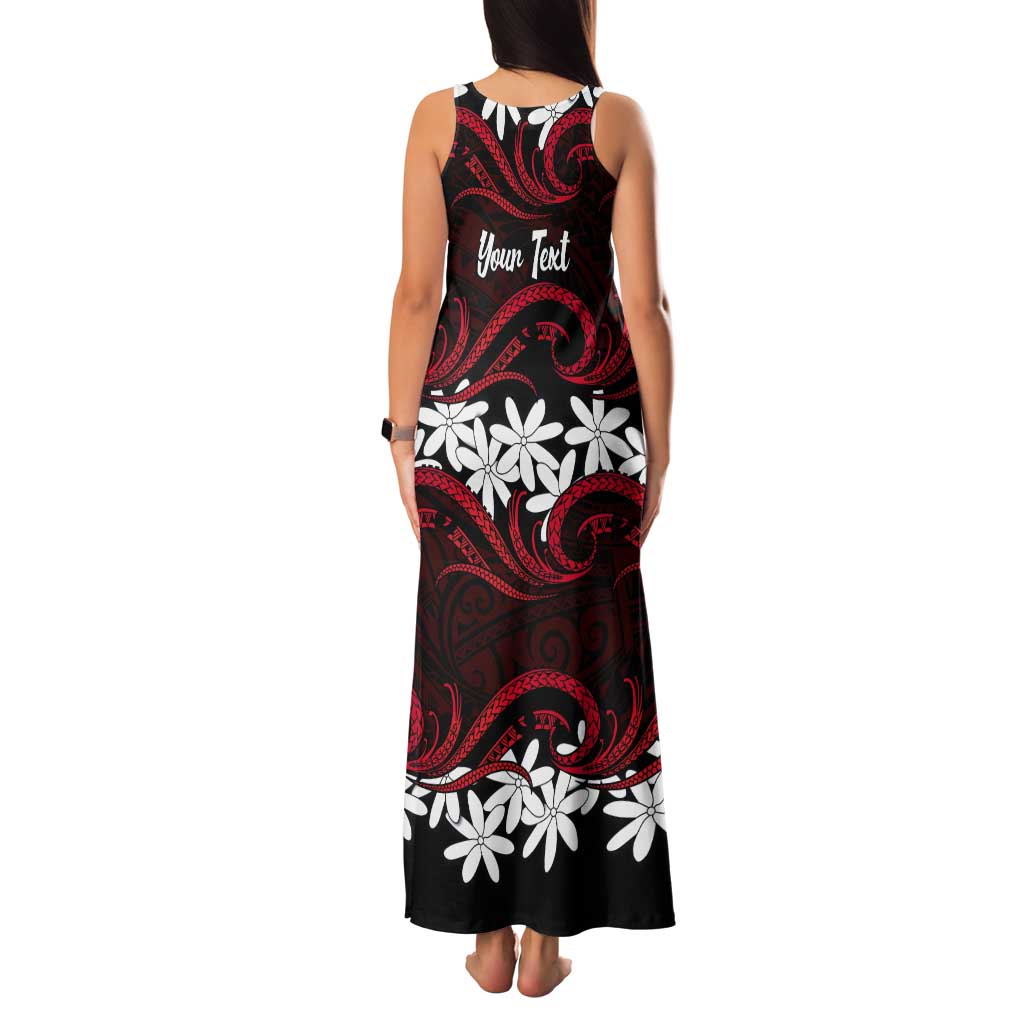 Personalised Cook Islands Atiu Enuamanu Tank Maxi Dress Tiare Maori Polynesian Waves Tattoo