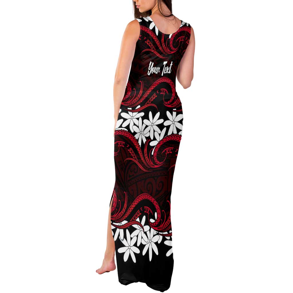 Personalised Cook Islands Atiu Enuamanu Tank Maxi Dress Tiare Maori Polynesian Waves Tattoo