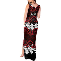 Personalised Cook Islands Atiu Enuamanu Tank Maxi Dress Tiare Maori Polynesian Waves Tattoo