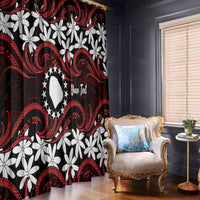 Personalised Cook Islands Atiu Enuamanu Window Curtain Tiare Maori Polynesian Waves Tattoo LT14 - Polynesian Pride