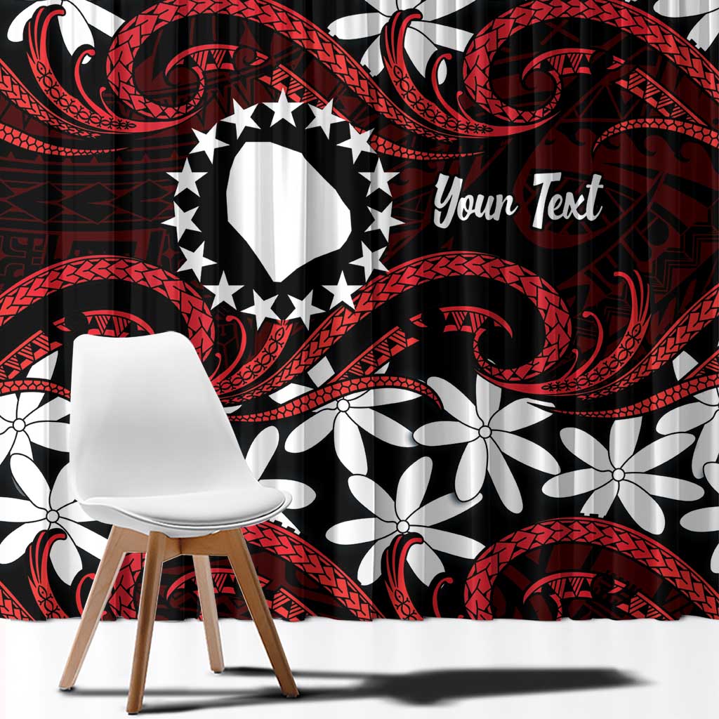 Personalised Cook Islands Atiu Enuamanu Window Curtain Tiare Maori Polynesian Waves Tattoo LT14 - Polynesian Pride