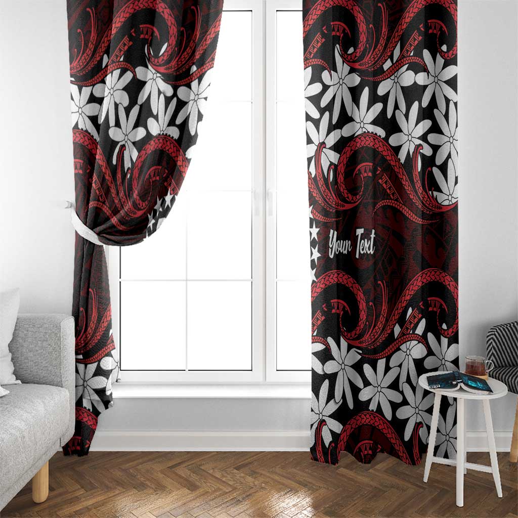 Personalised Cook Islands Atiu Enuamanu Window Curtain Tiare Maori Polynesian Waves Tattoo LT14 - Polynesian Pride