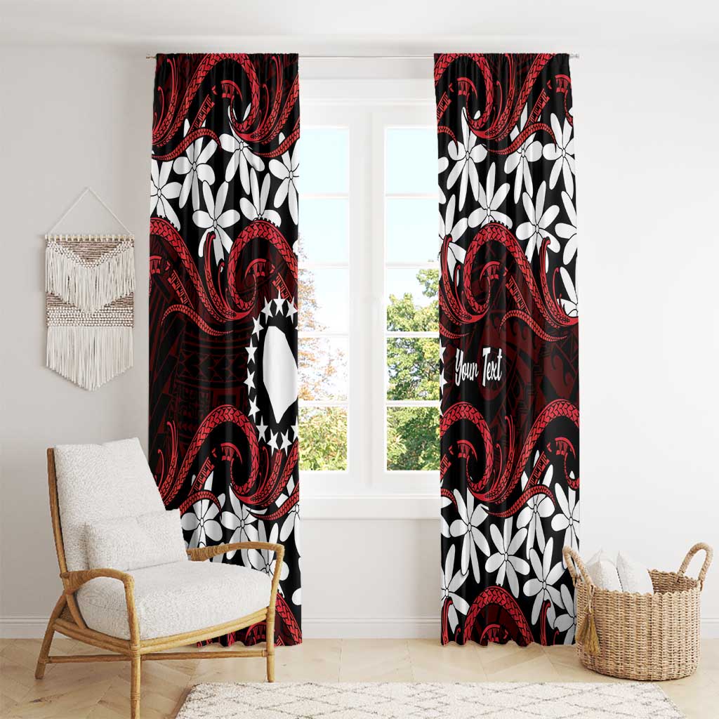 Personalised Cook Islands Atiu Enuamanu Window Curtain Tiare Maori Polynesian Waves Tattoo LT14 - Polynesian Pride