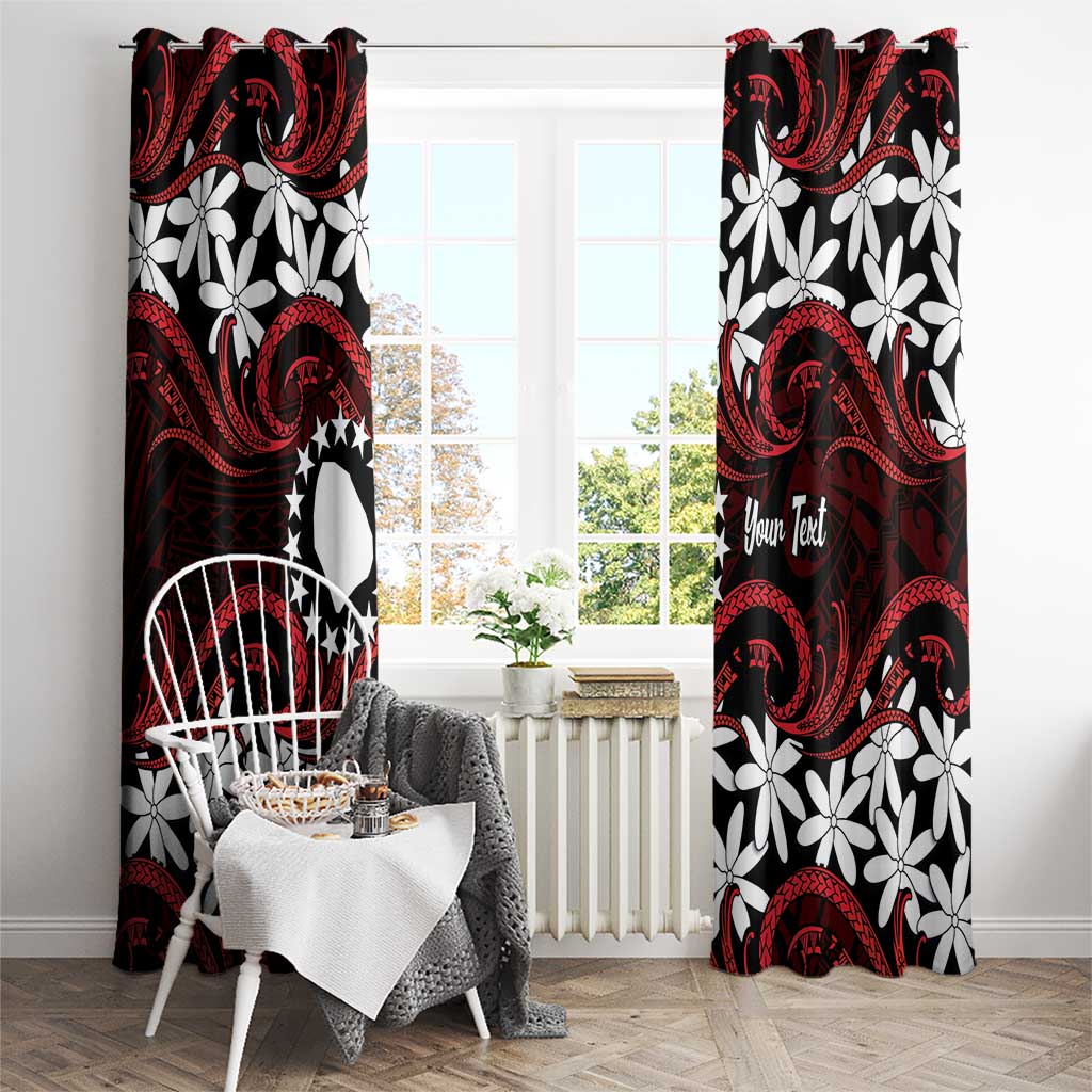 Personalised Cook Islands Atiu Enuamanu Window Curtain Tiare Maori Polynesian Waves Tattoo LT14 - Polynesian Pride