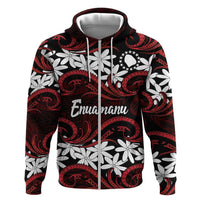 Personalised Cook Islands Atiu Enuamanu Zip Hoodie Tiare Maori Polynesian Waves Tattoo LT14 Zip Hoodie Red - Polynesian Pride