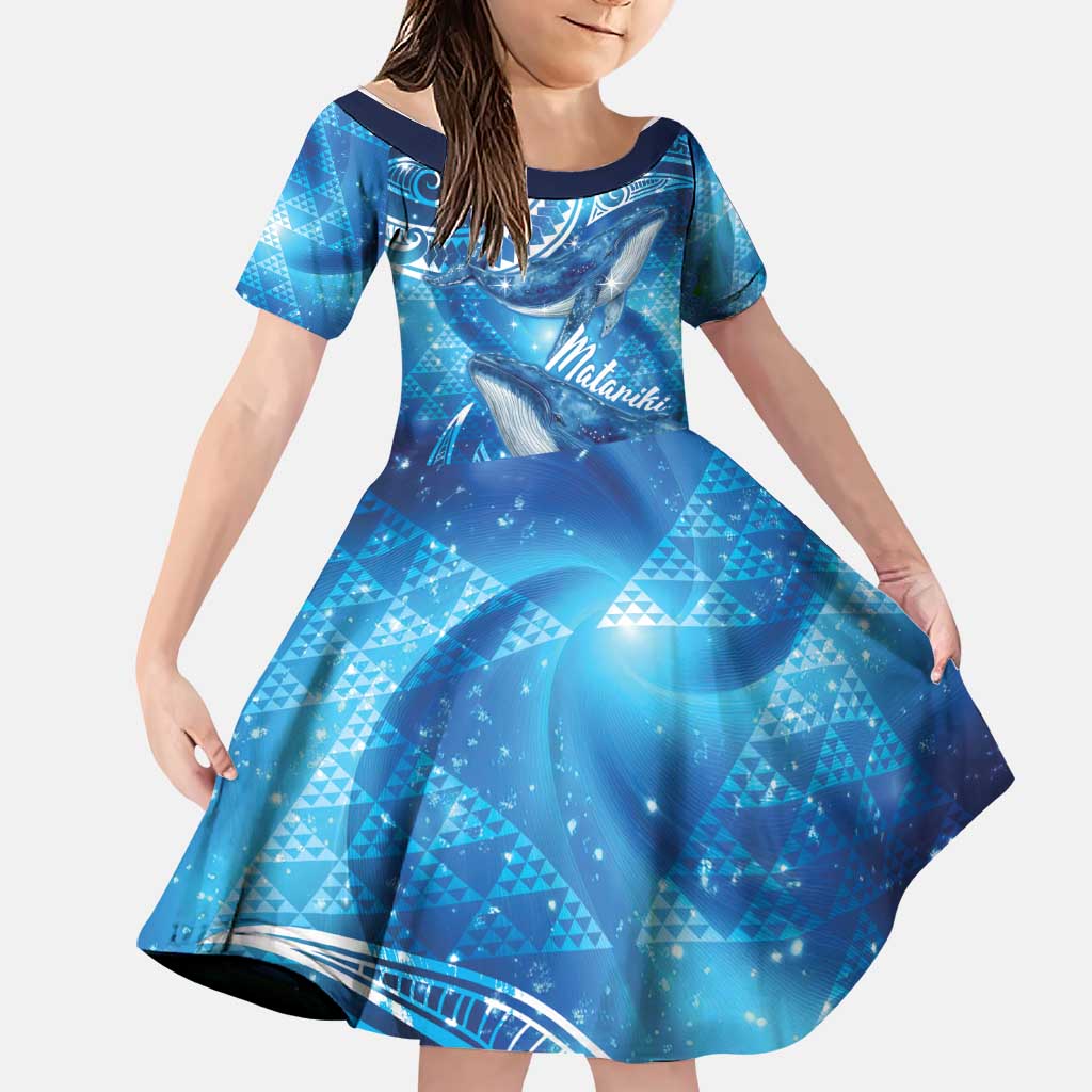 New Zealand Humpback Whale Matariki Family Matching Off Shoulder Short Dress and Hawaiian Shirt Maori New Year Taniko Niho Taniwha