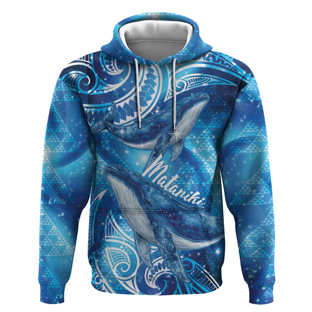 New Zealand Humpback Whale Matariki Hoodie Maori New Year Taniko Niho Taniwha