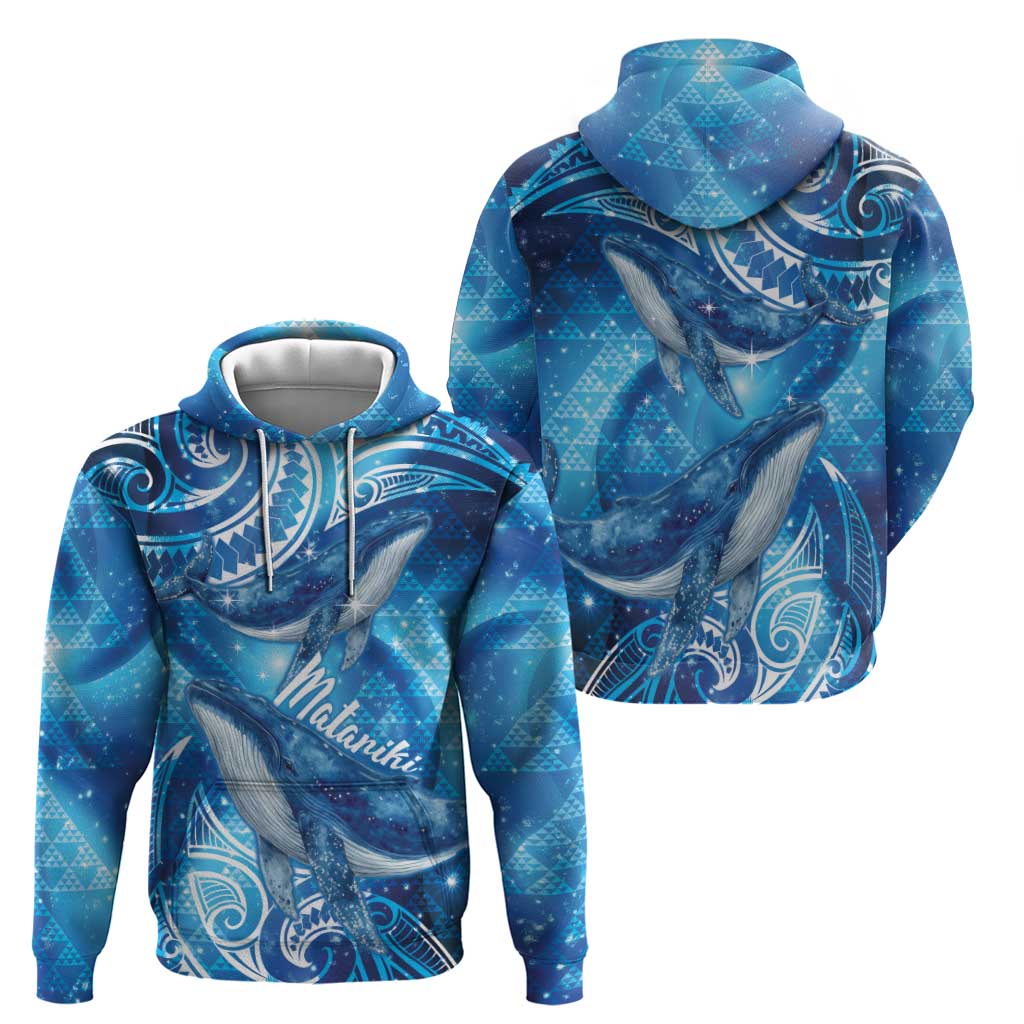 New Zealand Humpback Whale Matariki Hoodie Maori New Year Taniko Niho Taniwha