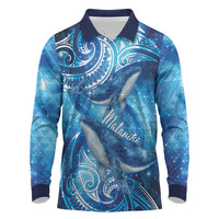 New Zealand Humpback Whale Matariki Long Sleeve Polo Shirt Maori New Year Taniko Niho Taniwha