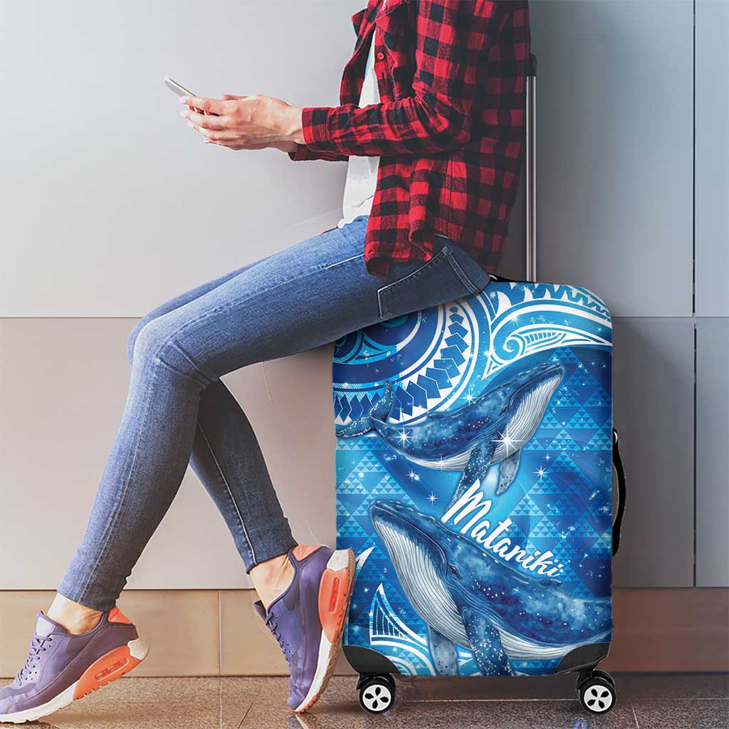 New Zealand Humpback Whale Matariki Luggage Cover Maori New Year Taniko Niho Taniwha