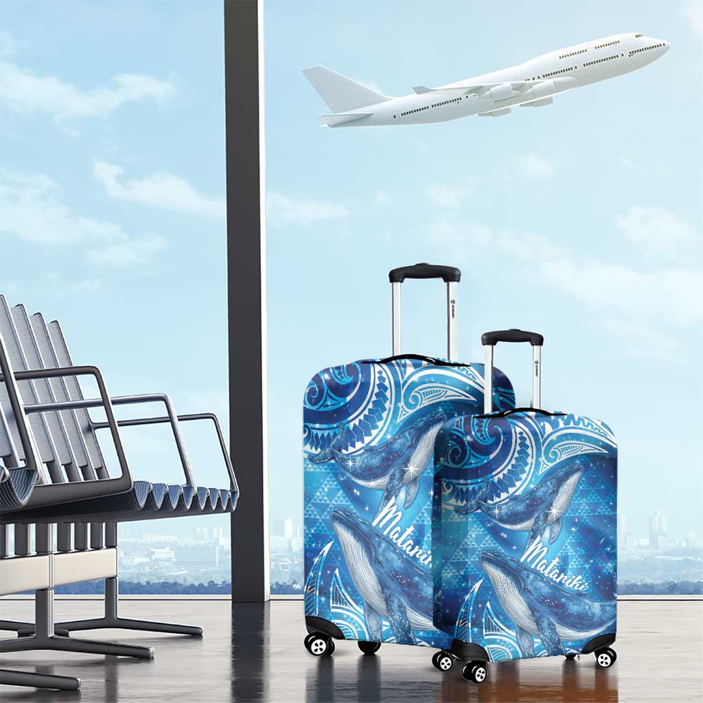 New Zealand Humpback Whale Matariki Luggage Cover Maori New Year Taniko Niho Taniwha