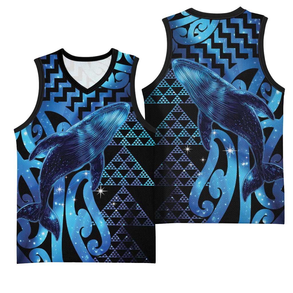 Humpback Whale Matariki New Zealand Basketball Jersey NZ Maori Paikea Poutama Luxury Blue