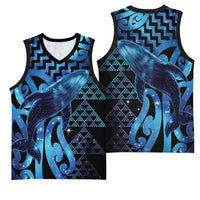 Humpback Whale Matariki New Zealand Basketball Jersey NZ Maori Paikea Poutama Luxury Blue