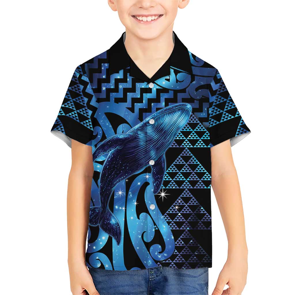 Humpback Whale Matariki New Zealand Family Matching Long Sleeve Bodycon Dress and Hawaiian Shirt NZ Maori Paikea Poutama Luxury Blue