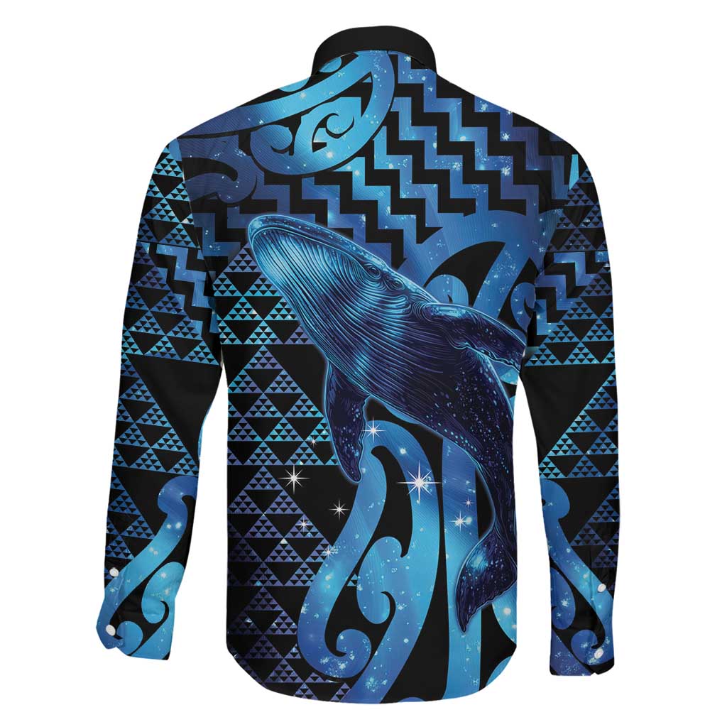 Humpback Whale Matariki New Zealand Family Matching Off The Shoulder Long Sleeve Dress and Hawaiian Shirt NZ Maori Paikea Poutama Luxury Blue