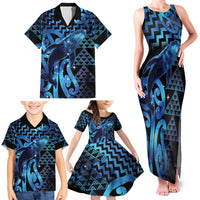 Humpback Whale Matariki New Zealand Family Matching Tank Maxi Dress and Hawaiian Shirt NZ Maori Paikea Poutama Luxury Blue