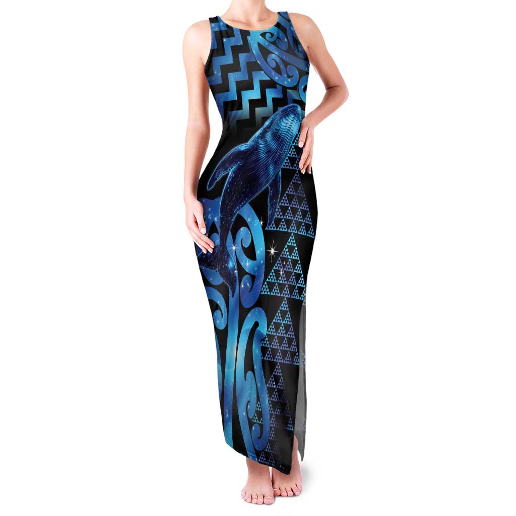 Humpback Whale Matariki New Zealand Family Matching Tank Maxi Dress and Hawaiian Shirt NZ Maori Paikea Poutama Luxury Blue