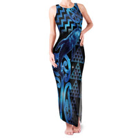 Humpback Whale Matariki New Zealand Family Matching Tank Maxi Dress and Hawaiian Shirt NZ Maori Paikea Poutama Luxury Blue
