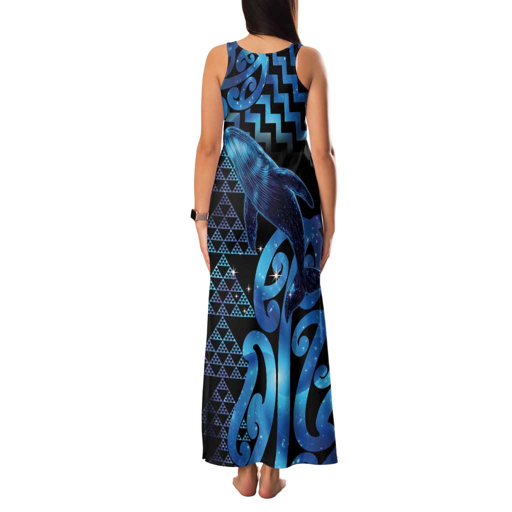 Humpback Whale Matariki New Zealand Family Matching Tank Maxi Dress and Hawaiian Shirt NZ Maori Paikea Poutama Luxury Blue
