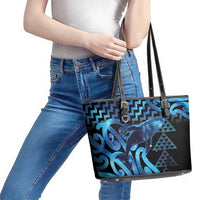 Humpback Whale Matariki New Zealand Leather Tote Bag NZ Maori Paikea Poutama Luxury Blue