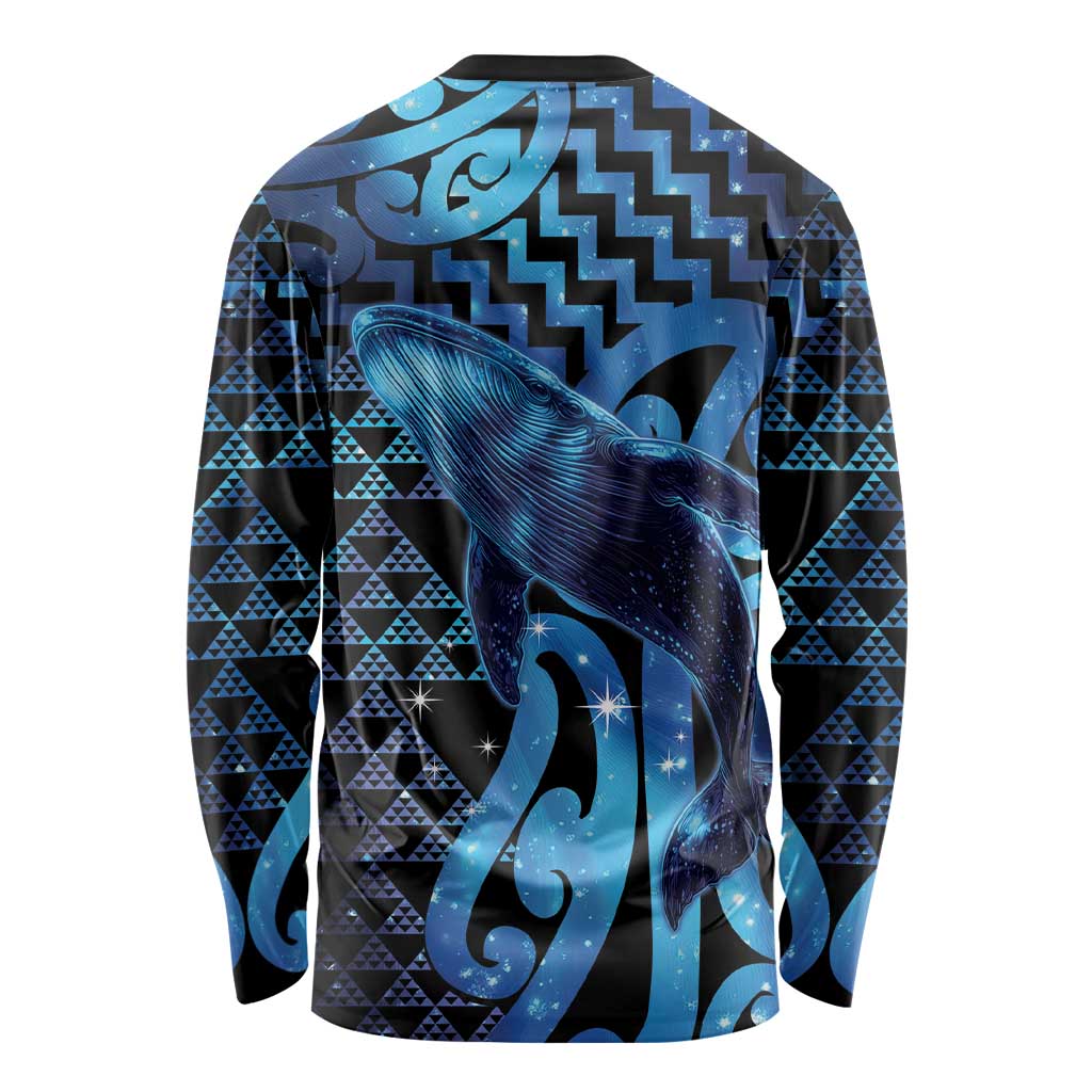Humpback Whale Matariki New Zealand Long Sleeve Shirt NZ Maori Paikea Poutama Luxury Blue