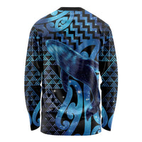 Humpback Whale Matariki New Zealand Long Sleeve Shirt NZ Maori Paikea Poutama Luxury Blue