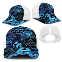 Humpback Whale Matariki New Zealand Mesh Trucker Cap NZ Maori Paikea Poutama Luxury Blue LT14 - Polynesian Pride