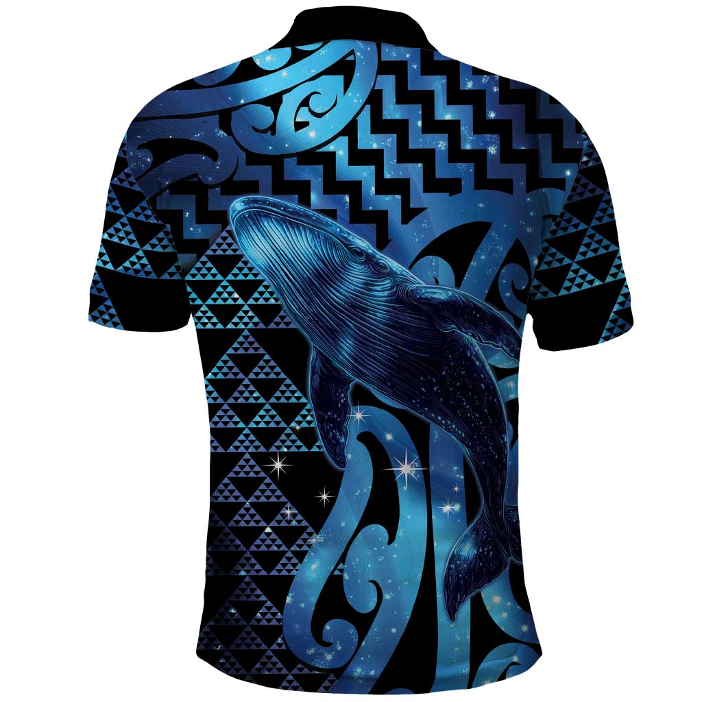 Humpback Whale Matariki New Zealand Polo Shirt NZ Maori Paikea Poutama Luxury Blue