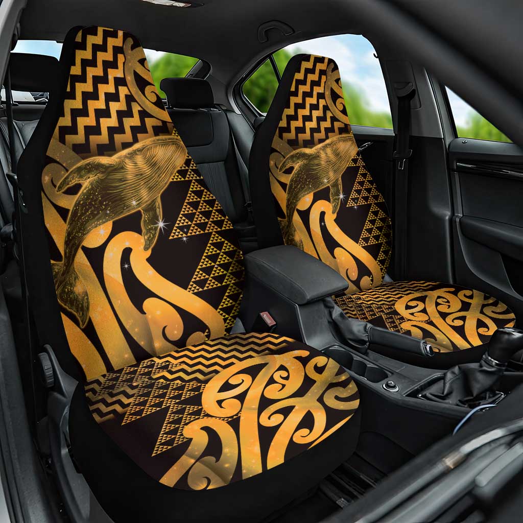 Humpback Whale Matariki New Zealand Car Seat Cover NZ Maori Paikea Poutama Luxury Gold