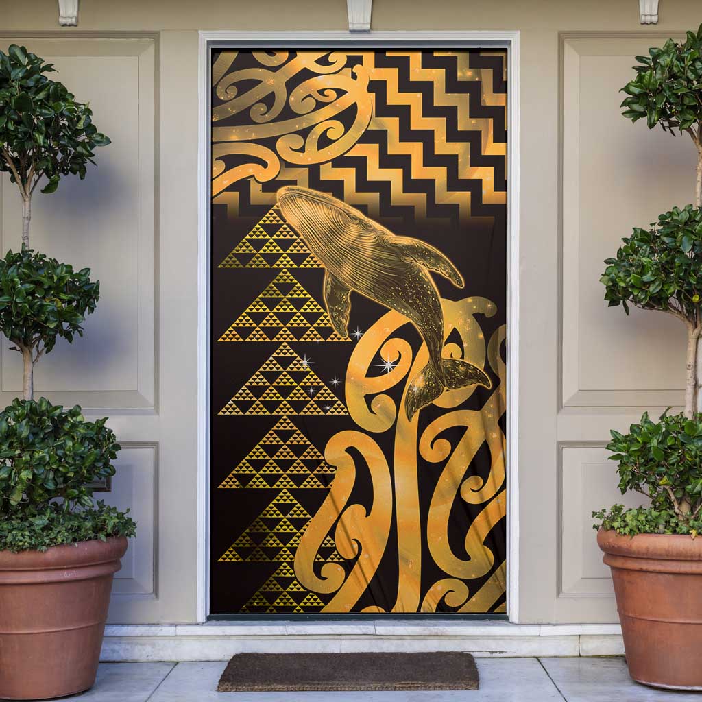Humpback Whale Matariki New Zealand Door Cover NZ Maori Paikea Poutama Luxury Gold