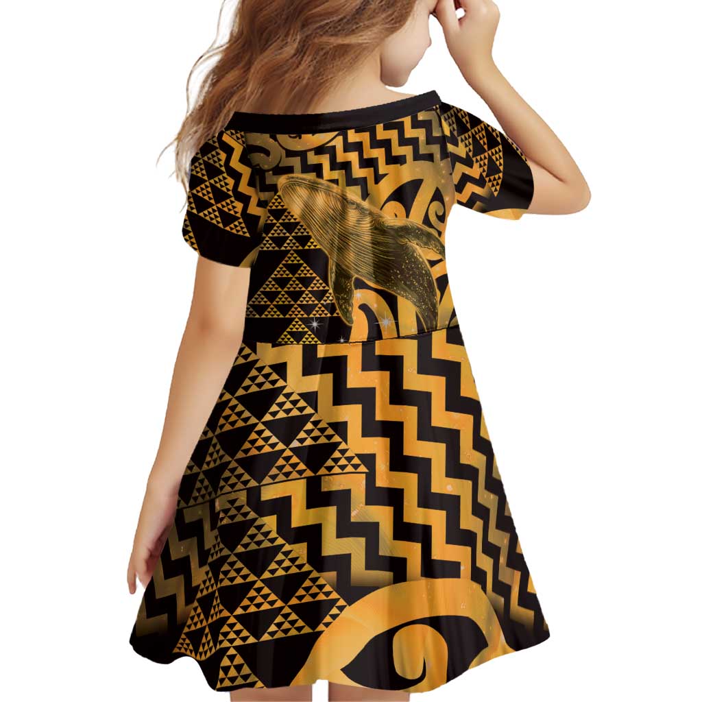 Humpback Whale Matariki New Zealand Family Matching Tank Maxi Dress and Hawaiian Shirt NZ Maori Paikea Poutama Luxury Gold