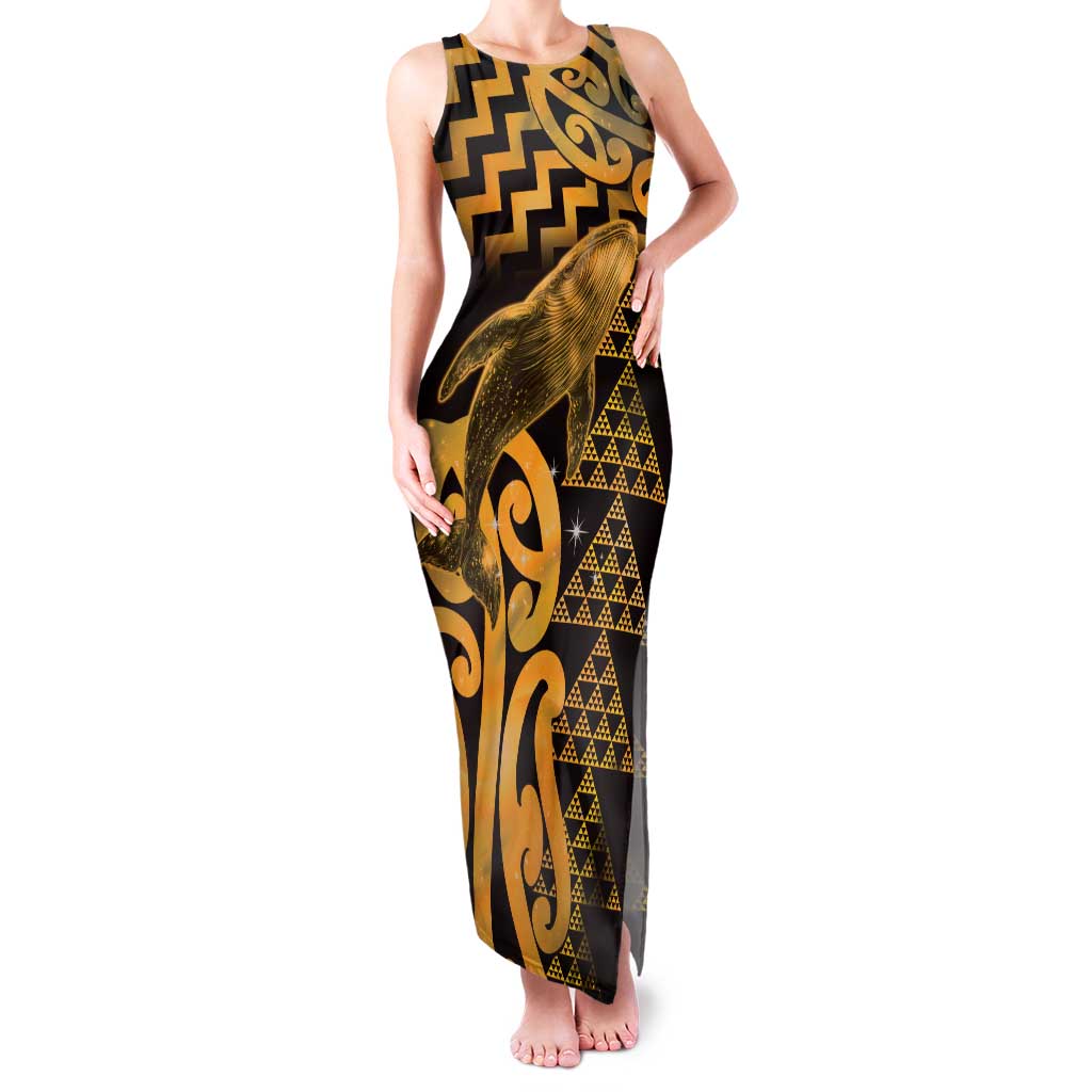 Humpback Whale Matariki New Zealand Family Matching Tank Maxi Dress and Hawaiian Shirt NZ Maori Paikea Poutama Luxury Gold