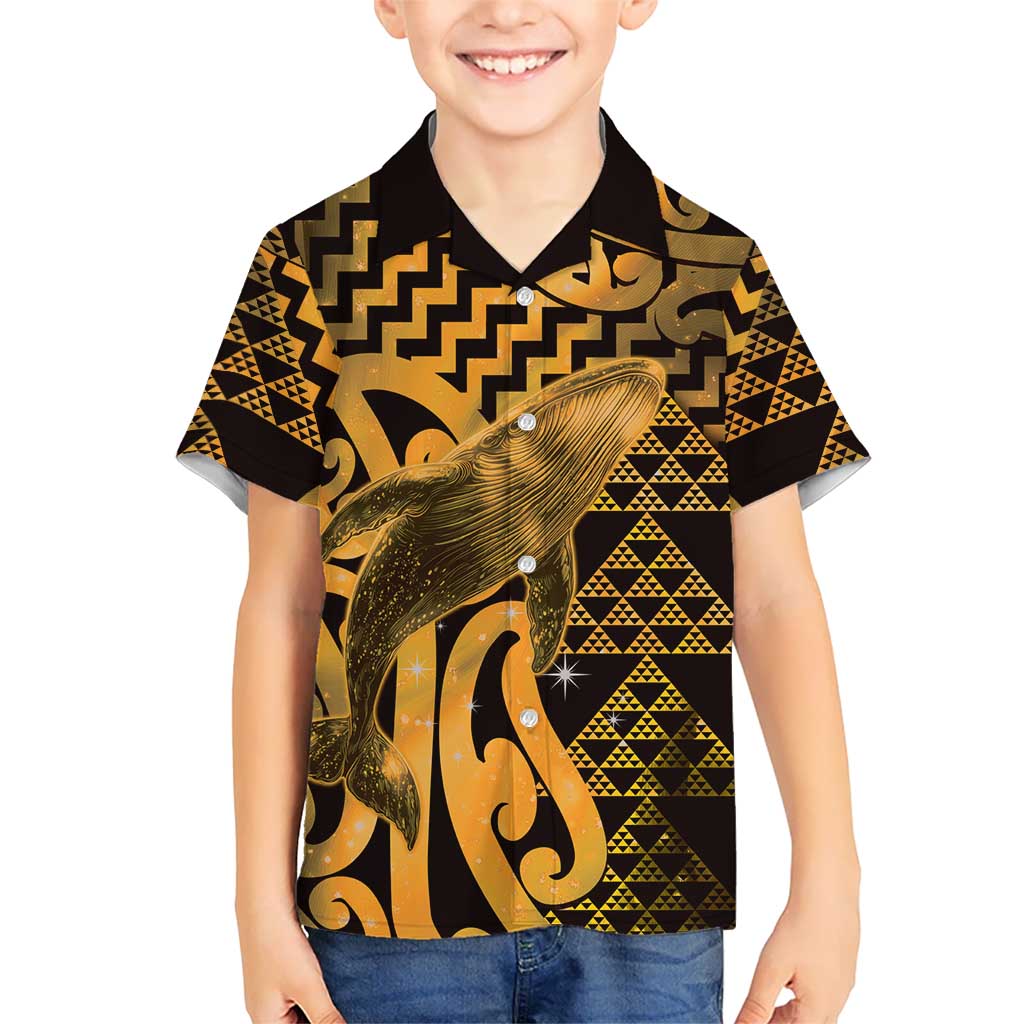 Humpback Whale Matariki New Zealand Family Matching Tank Maxi Dress and Hawaiian Shirt NZ Maori Paikea Poutama Luxury Gold