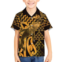 Humpback Whale Matariki New Zealand Family Matching Tank Maxi Dress and Hawaiian Shirt NZ Maori Paikea Poutama Luxury Gold