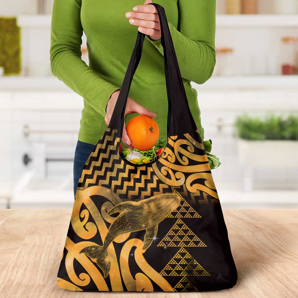 Humpback Whale Matariki New Zealand Grocery Bag NZ Maori Paikea Poutama Luxury Gold