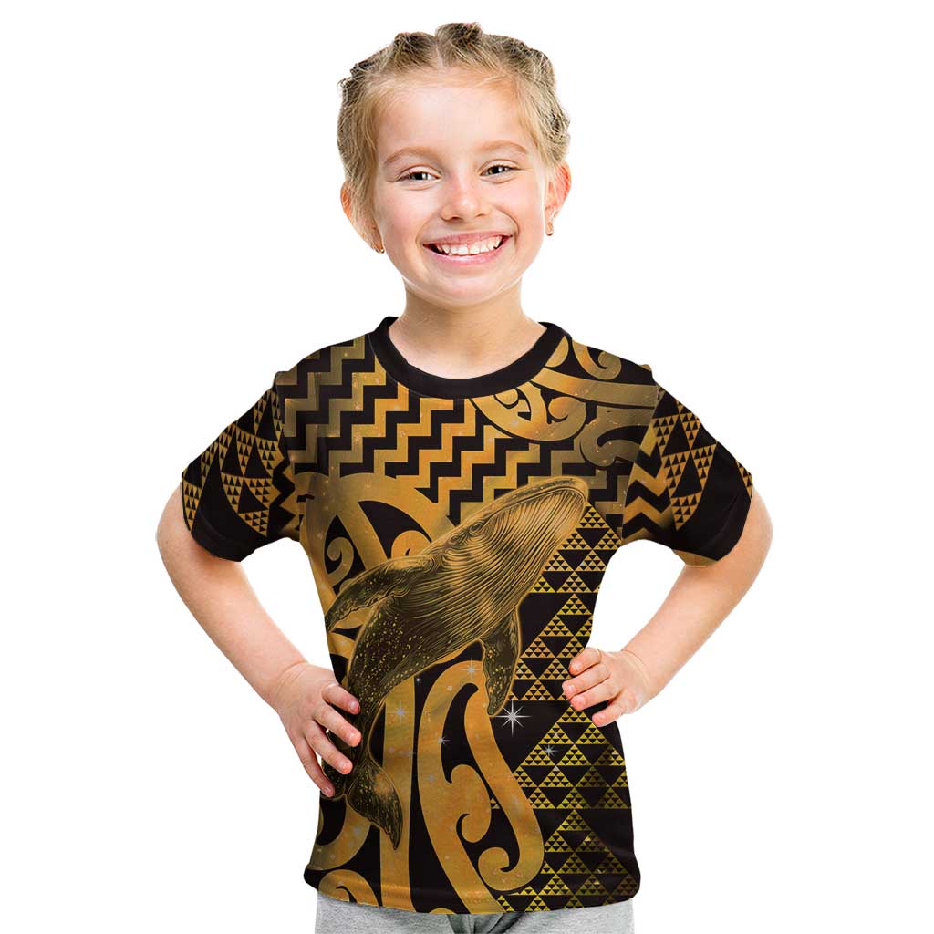 Humpback Whale Matariki New Zealand Kid T Shirt NZ Maori Paikea Poutama Luxury Gold