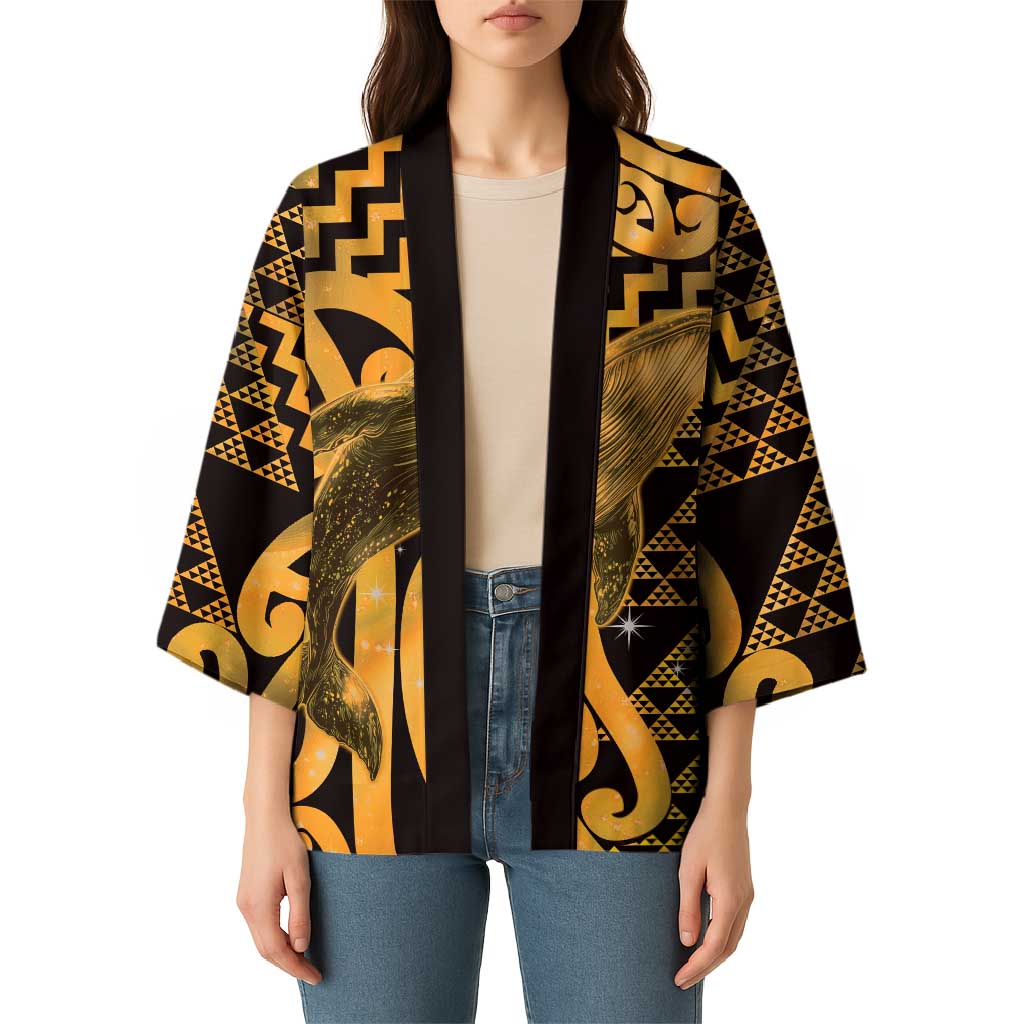 Humpback Whale Matariki New Zealand Kimono NZ Maori Paikea Poutama Luxury Gold
