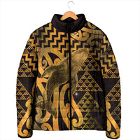 Humpback Whale Matariki New Zealand Padded Jacket NZ Maori Paikea Poutama Luxury Gold