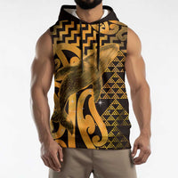 Humpback Whale Matariki New Zealand Sleeveless Hoodie NZ Maori Paikea Poutama Luxury Gold