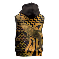 Humpback Whale Matariki New Zealand Sleeveless Zip Hoodie NZ Maori Paikea Poutama Luxury Gold