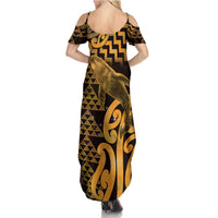 Humpback Whale Matariki New Zealand Summer Maxi Dress NZ Maori Paikea Poutama Luxury Gold